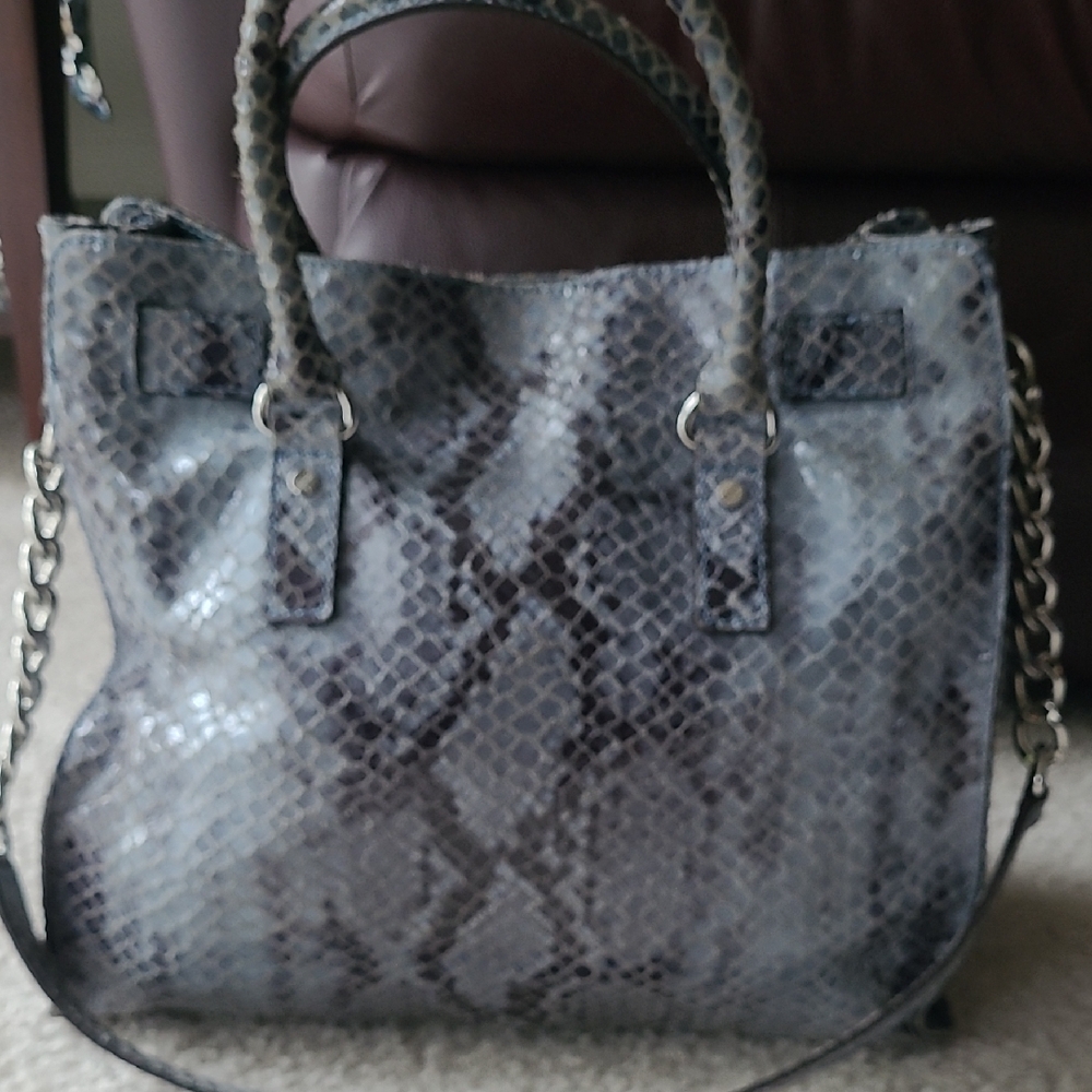 Michael Kors Hamilton Python Handbag Euc - image 3